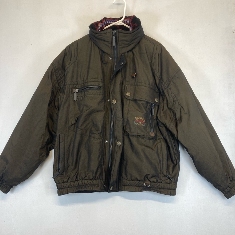 Obermeyer Skiwear Jacket Men’s Vintage Full Zip Brown Hooded Winter  L Logo